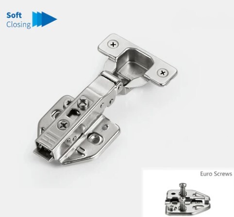105º Full Overlay Soft Closing Hinge & Mounting Plate With Pre-mounted Euro Screws For 3/4 & 5/8 Inch Gable