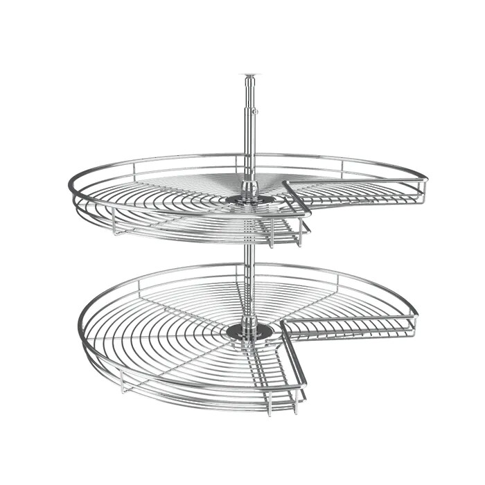 Chrome Kidney-Shaped 2-Shelf Lazy Susans