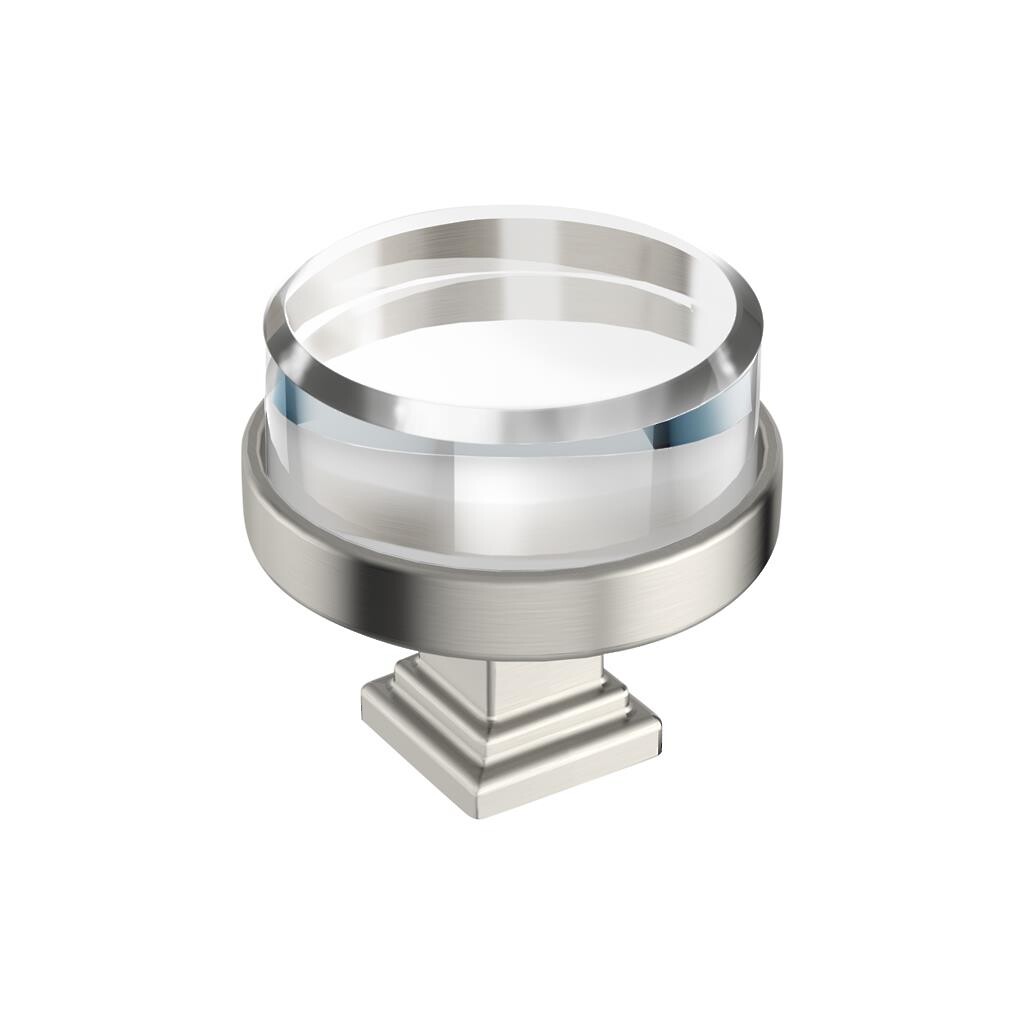 Glacio Knob 1-1/2 inch Clear/Satin Nickel