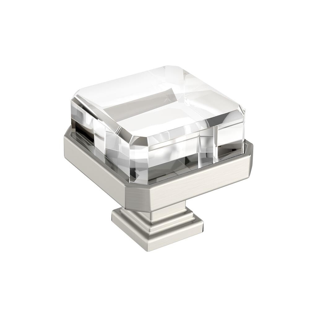 Glacio Knob 1-3/8 inch Clear/Satin Nickel