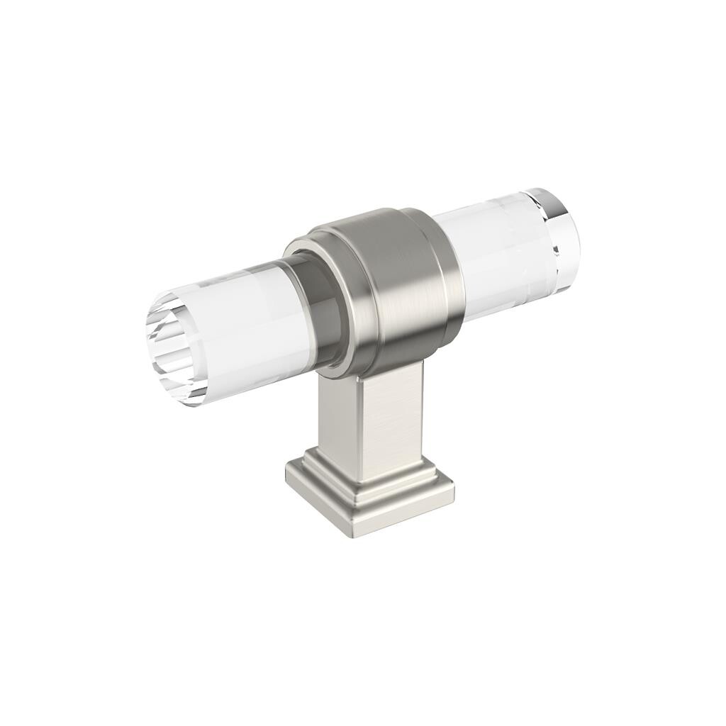 Glacio T-Knob 2-1/8 inch Clear/Satin Nickel