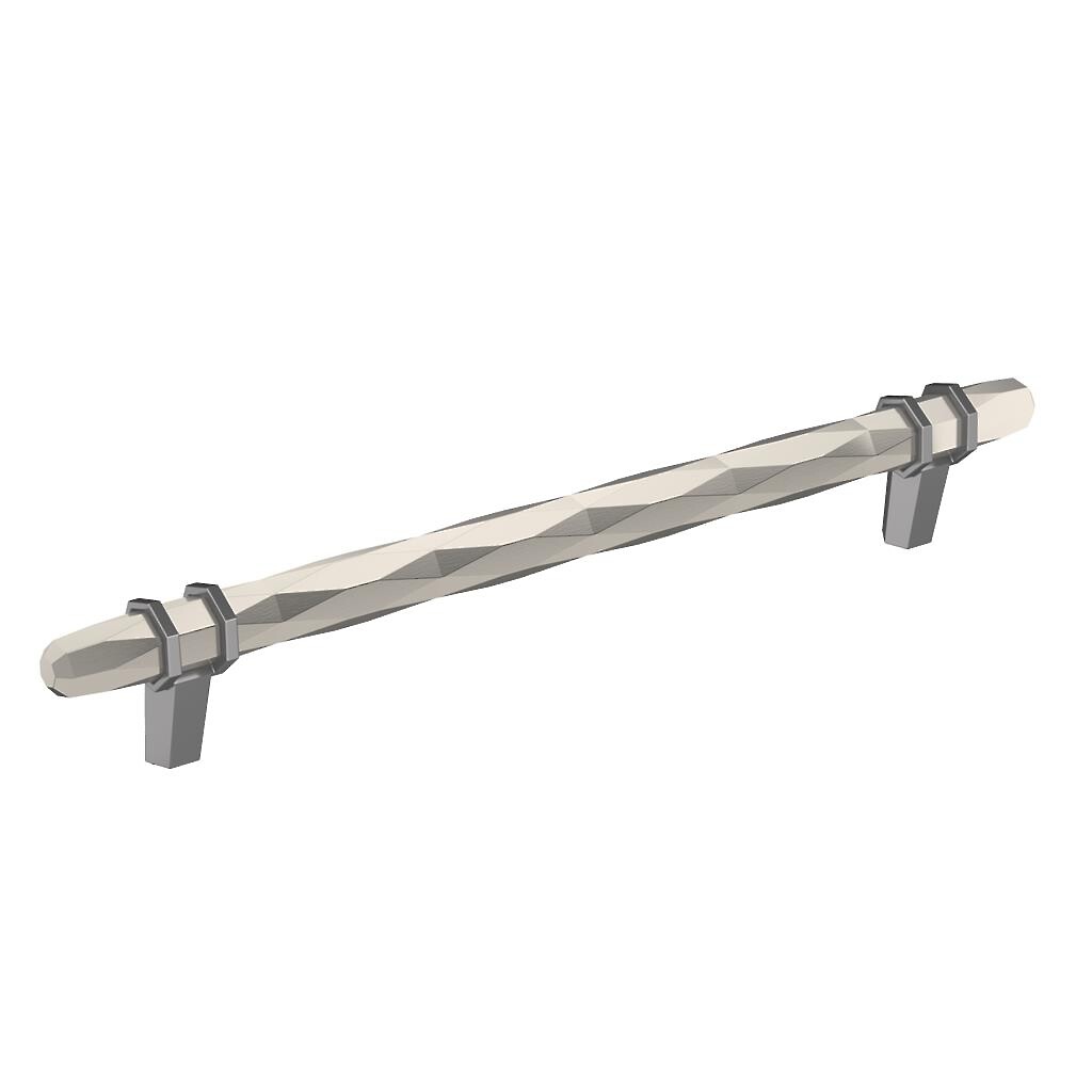 London Pull 8 Inch Satin Nickel/Black Chrome