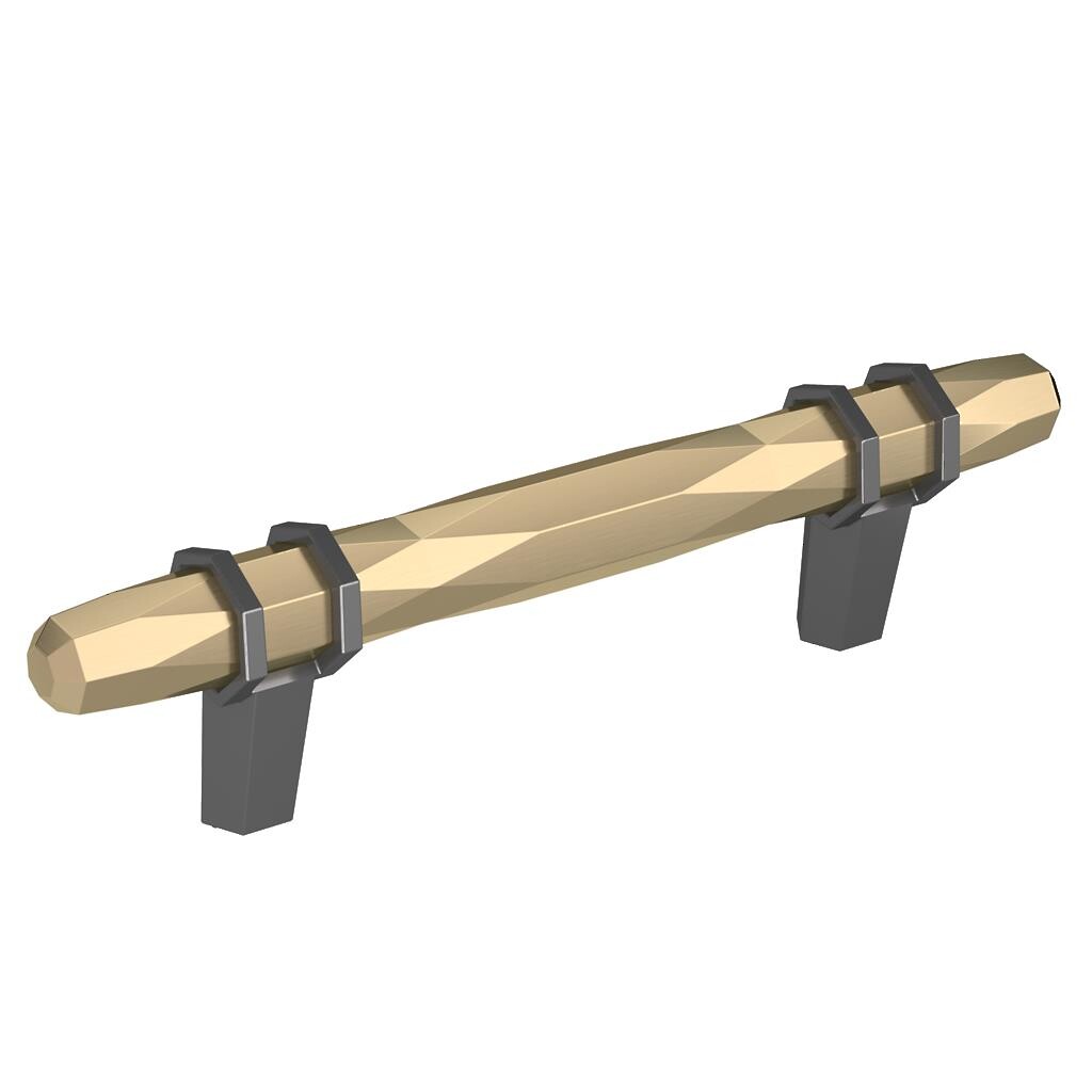 London Pull 96 mm Golden Champagne / Black Chrome