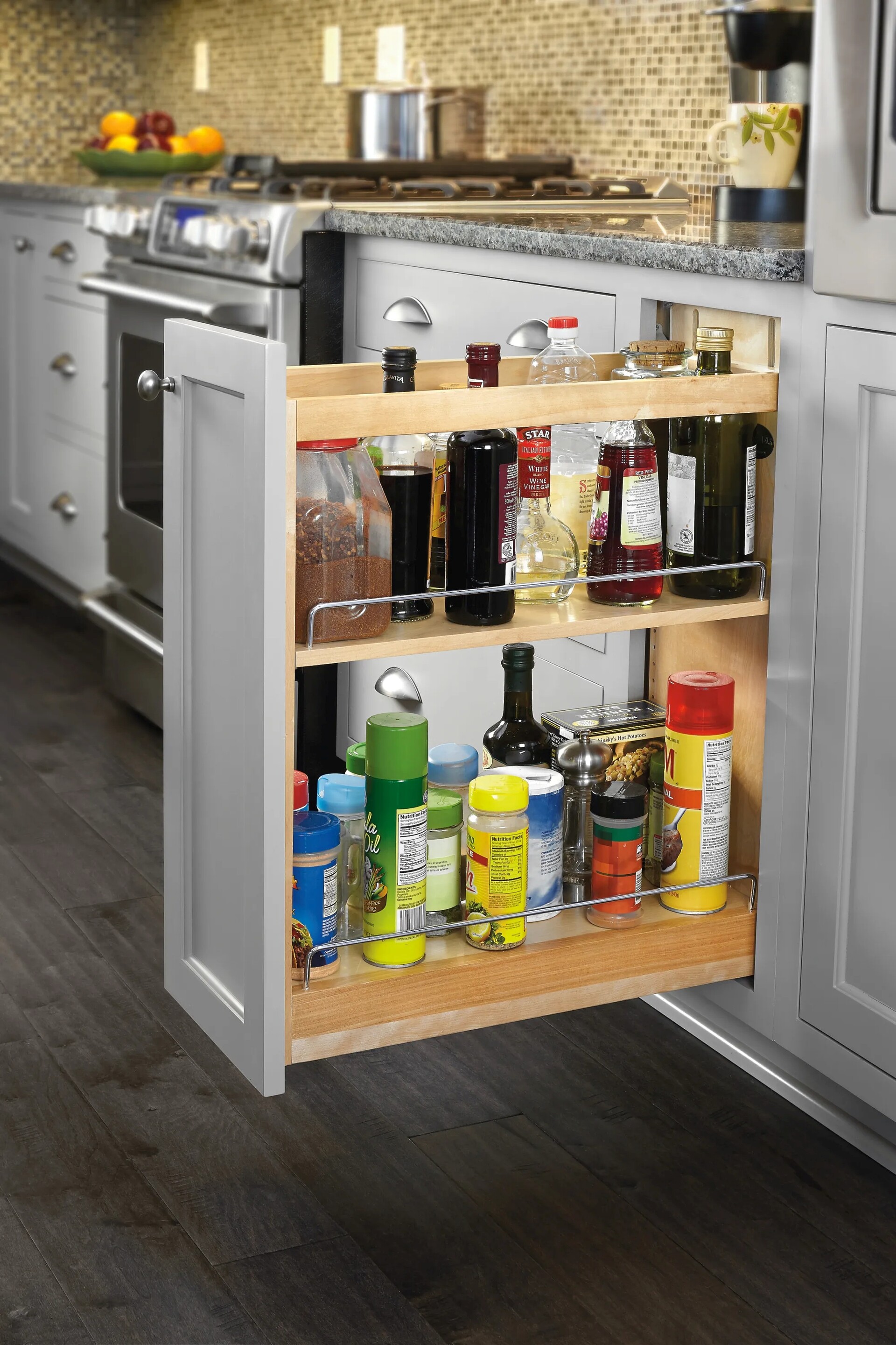 Rev-A-Shelf - 11" Maple Base Cabinet Pullout Organizer with Blumotion Soft-Close