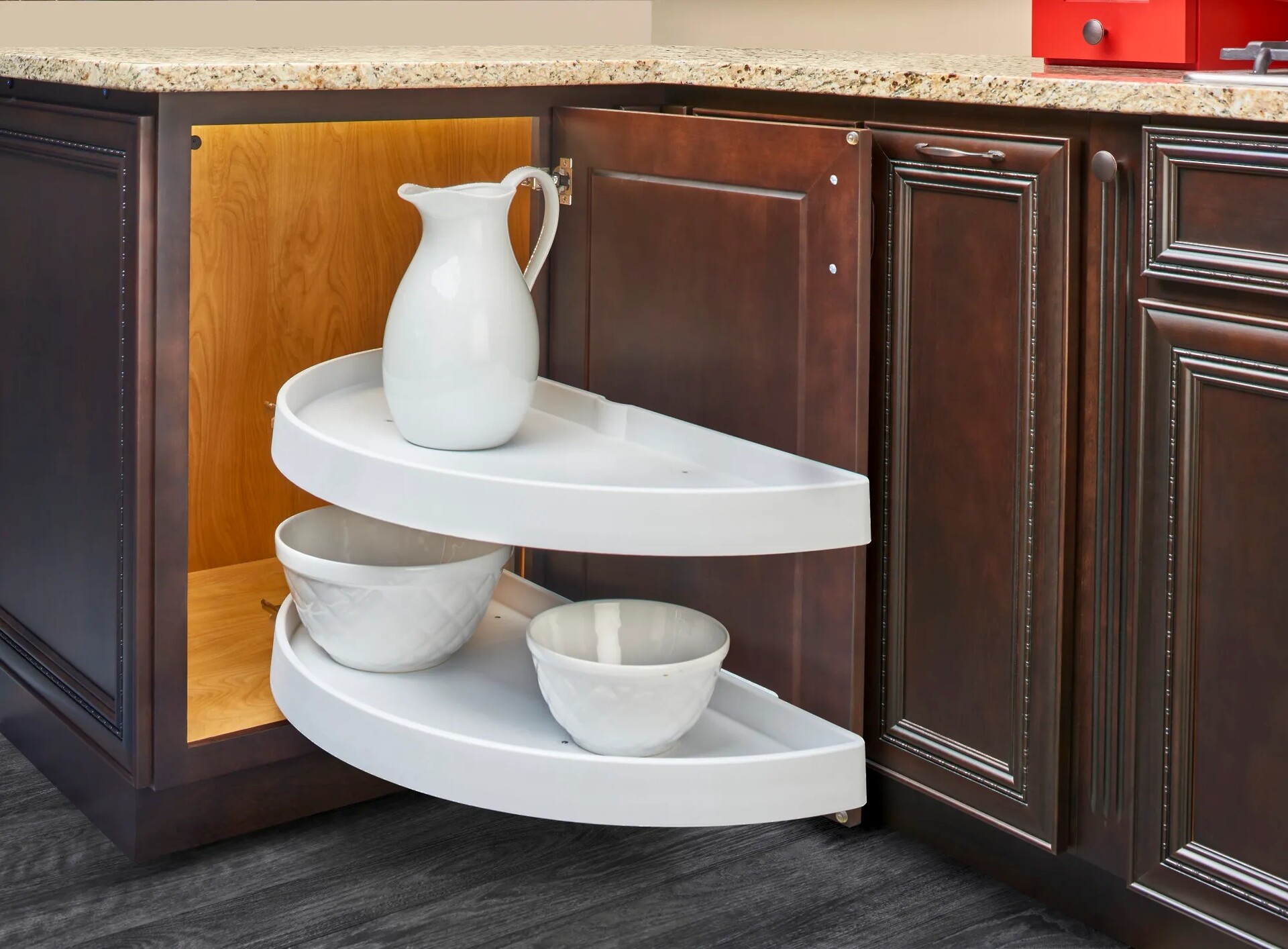 Rev-A-Shelf - 13-1/4" x 31" White Lazy Susan Half-Moon 2 Shelf (Pivot and Slide)