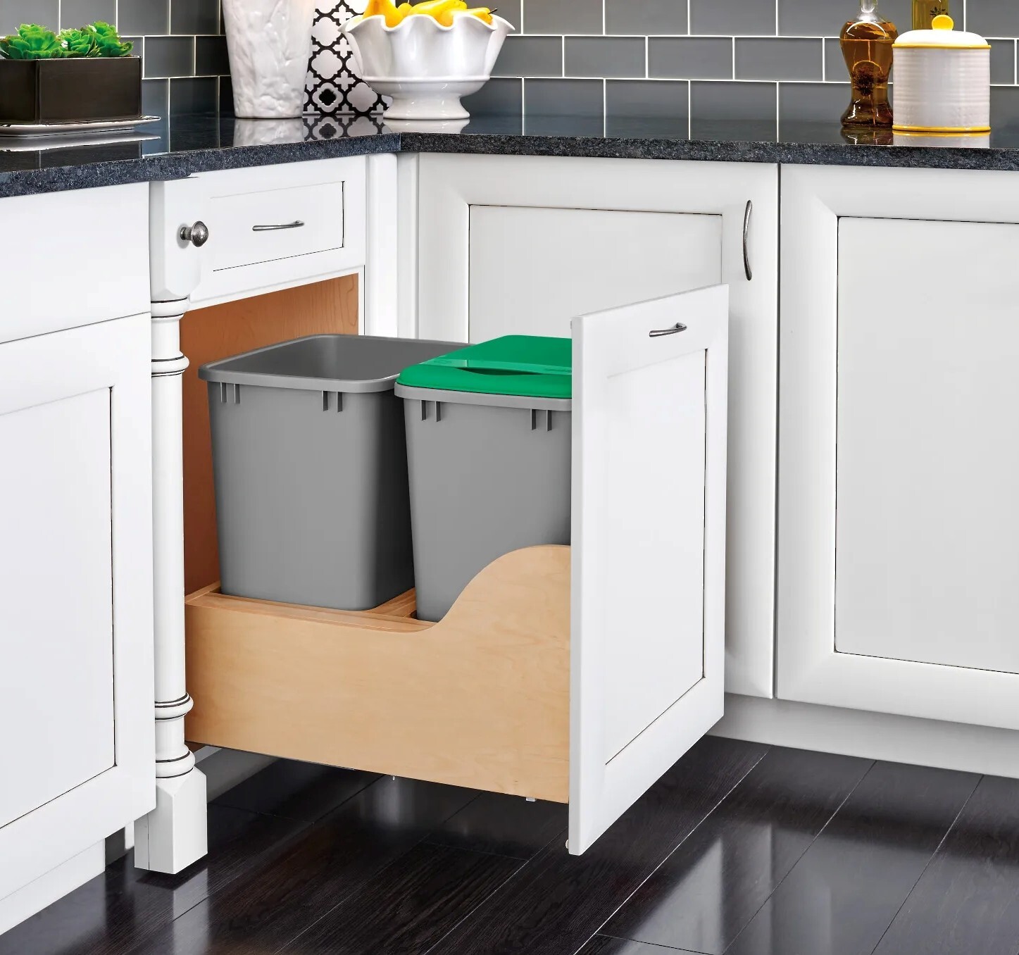 Rev-A-Shelf - 18" - Double 35qt Soft-Close w/ Blum Movento Slides Waste Containers