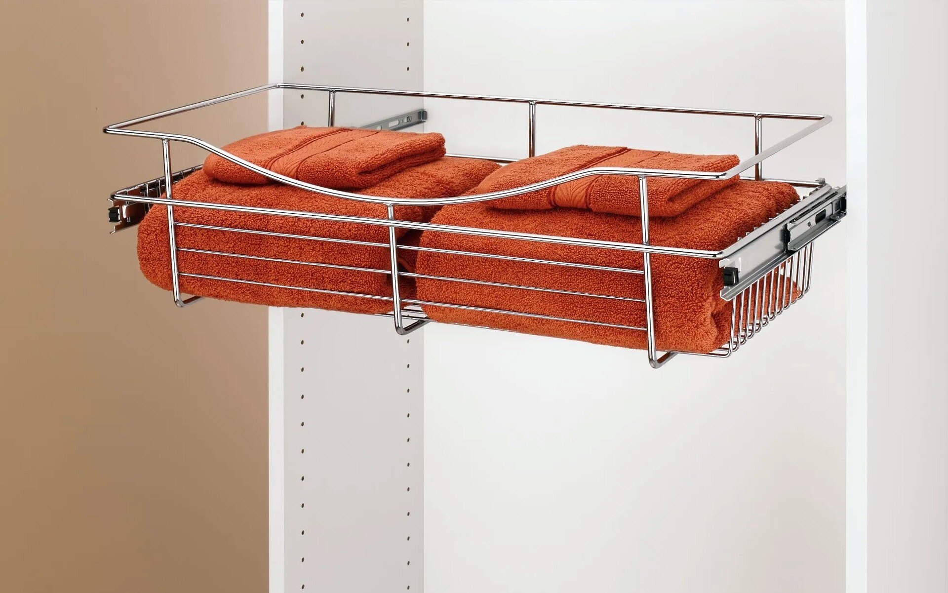 Rev-A-Shelf - 18"W x 14"D x 7"H - Chrome Wire Basket Pullout for Closet