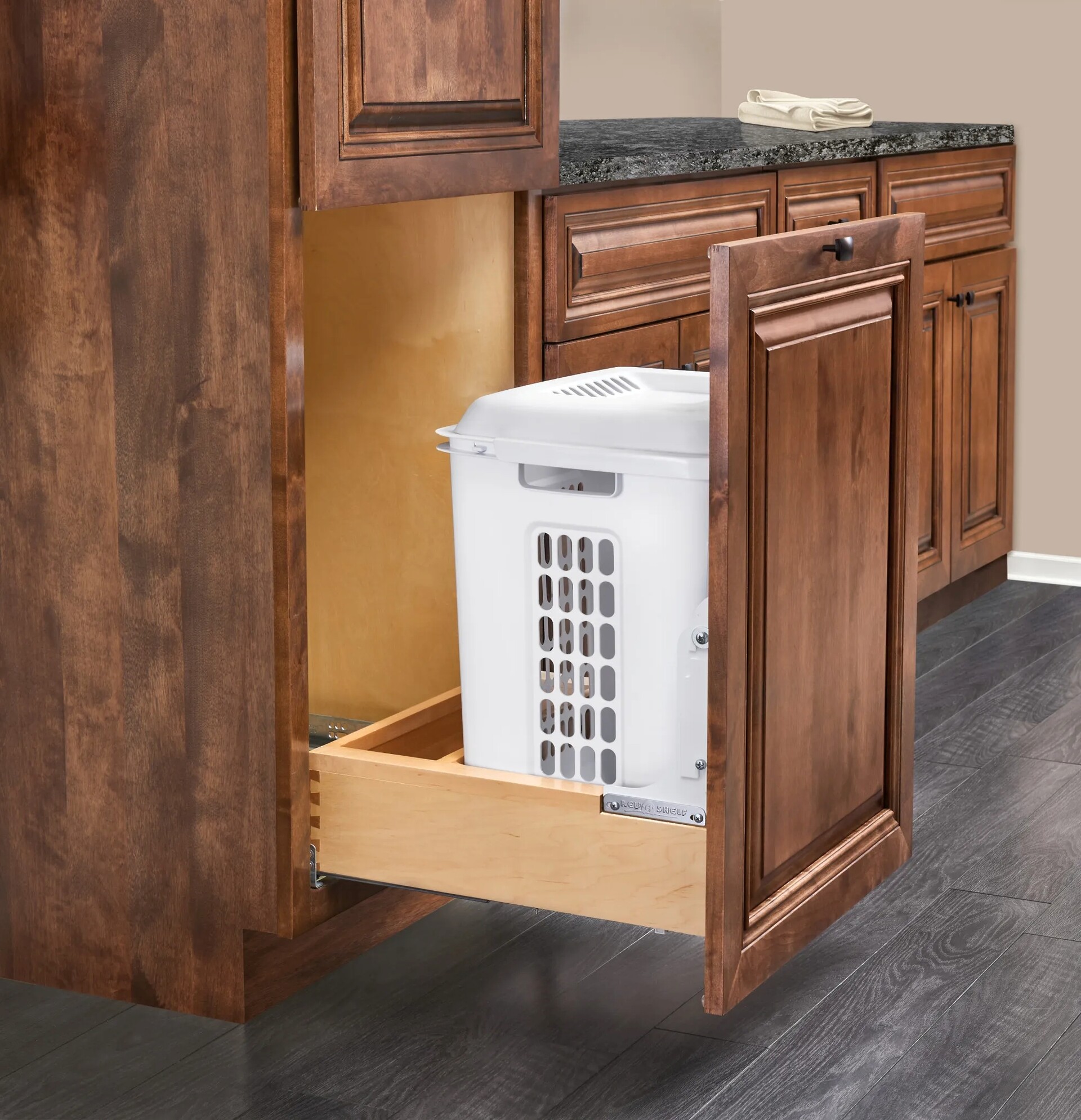 Rev-A-Shelf - 20-1/4" Maple Bottom Mount Hamper with Blumotion Soft-Close