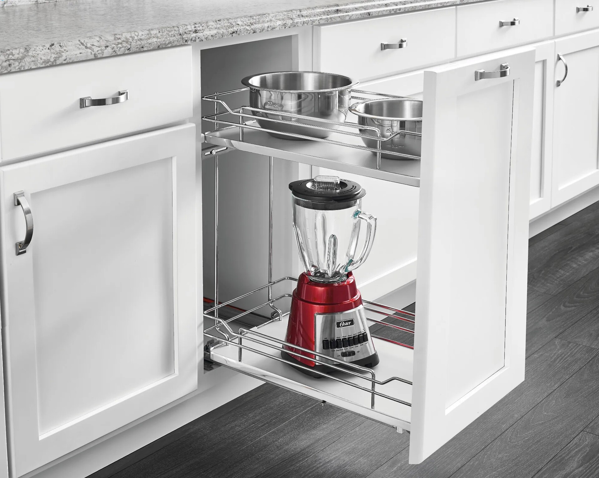Rev-A-Shelf - 8" Gray Base Cabinet Pullout 2 Tier Organizer w/ Soft-Close