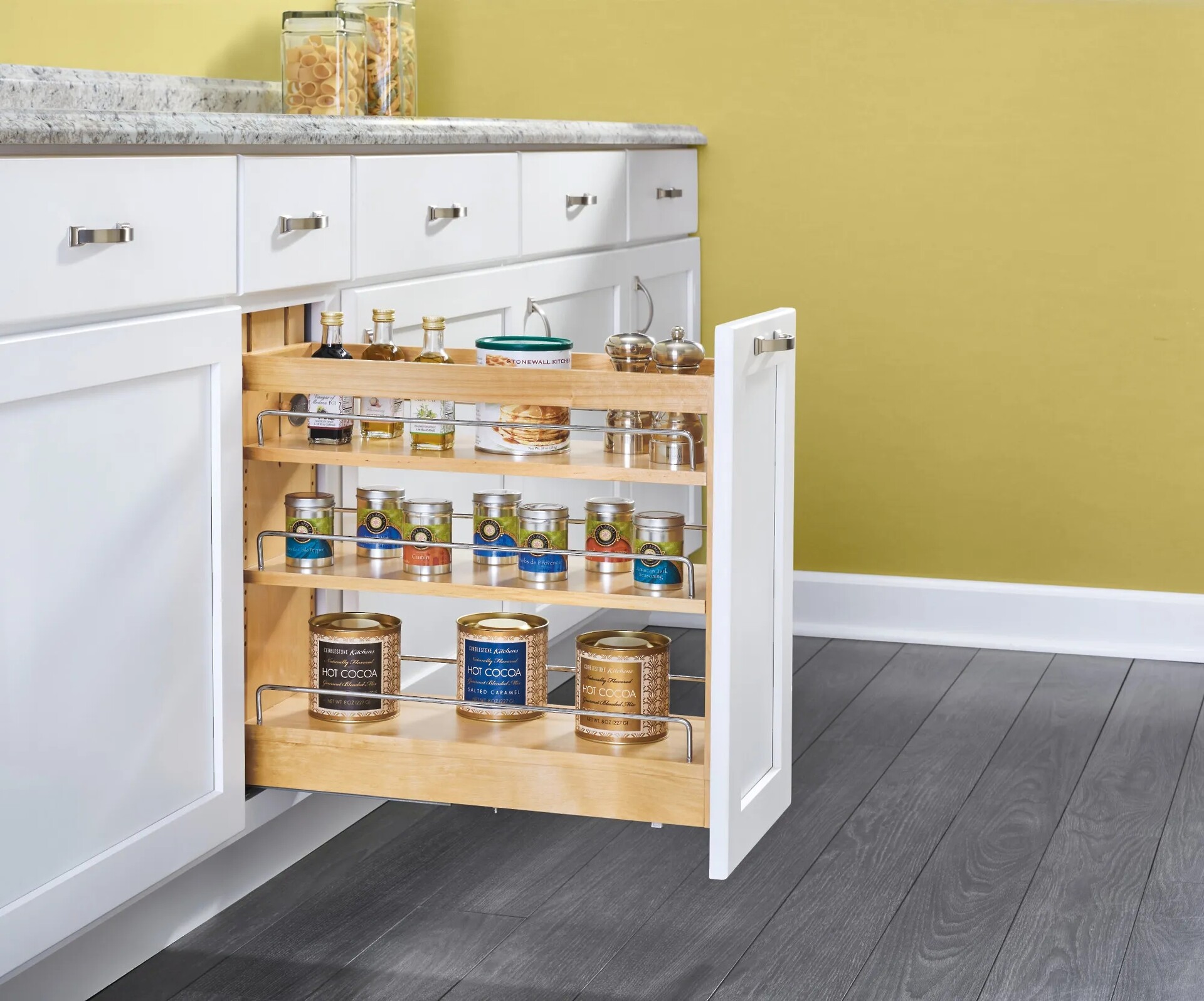 Rev-A-Shelf - 8" Maple Base Cabinet Pullout Organizer REDUCED Height with Blumotion Soft-Close